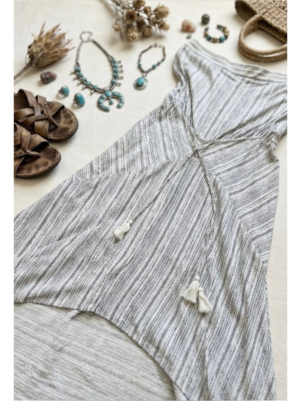 American Threads Strapless High Low Trapeze Midi-Maxi Dress